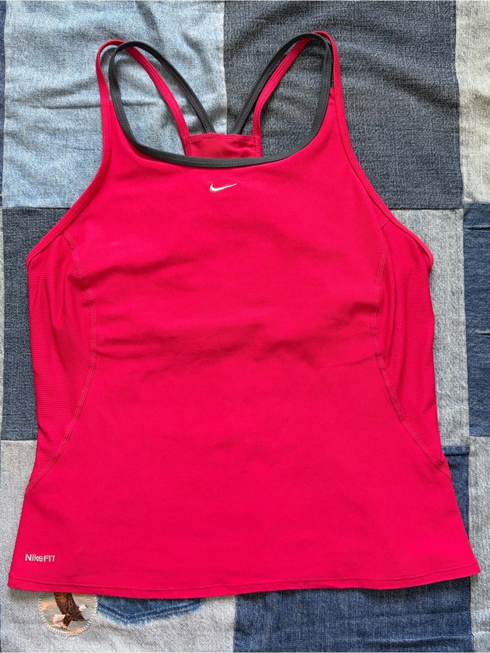 vintage y2k nike red workout tank top sporty athletic embroidered logo size L